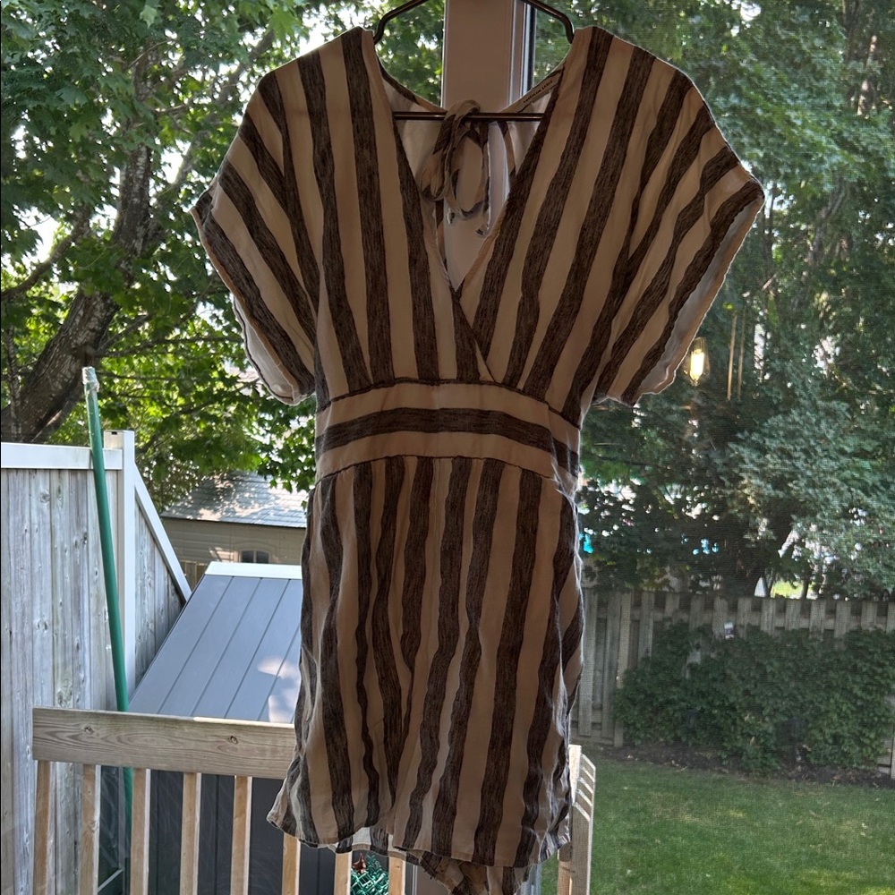American Eagle Outfitters Striped Jumpsuit - Navy and White